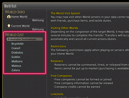 Final Fantasy XIV: A Realm Reborn - Cos'è il World Visit System