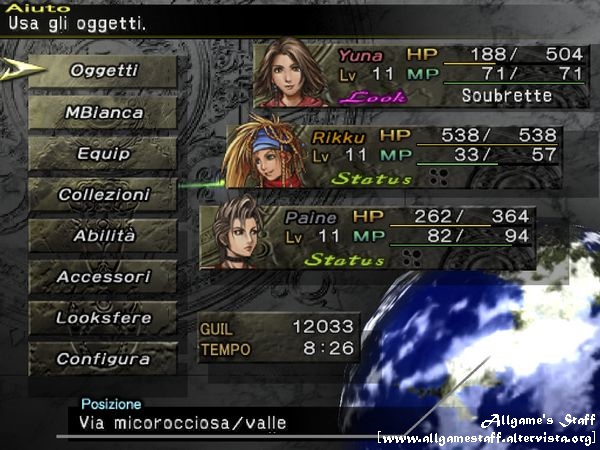 Il Menu principale di Final Fantasy X-2