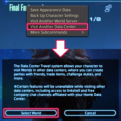 Final Fantasy XIV - Data Center Travel System