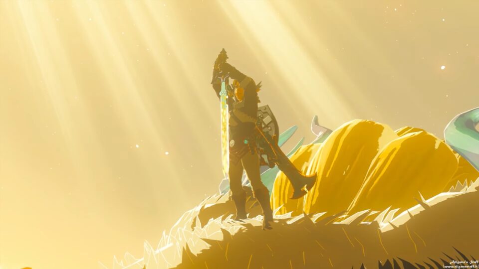 Link che impugna la Spada suprema In Zelda: Tears of the Kingdom