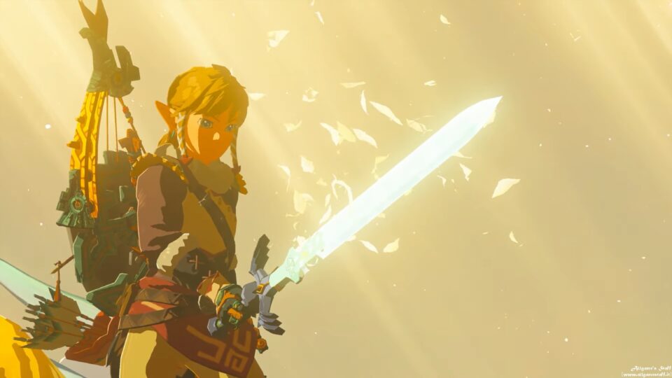 Link che impugna la Spada suprema In Zelda: Tears of the Kingdom