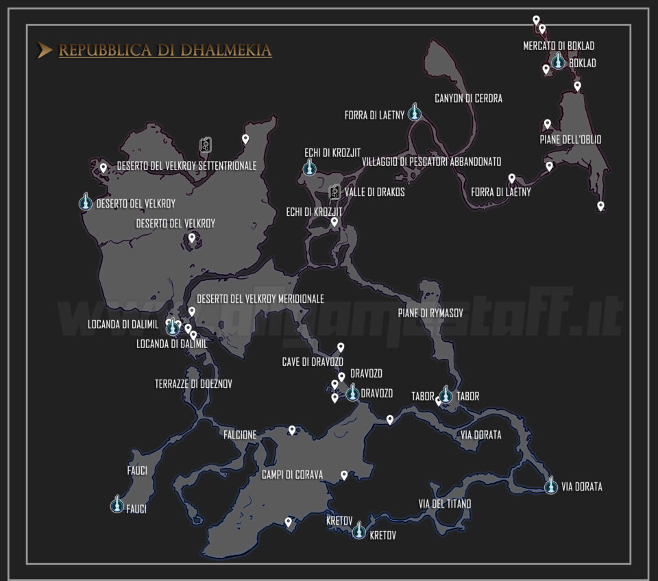 Final Fantasy XVI - Mappa della Repubblica di Dhalmekia