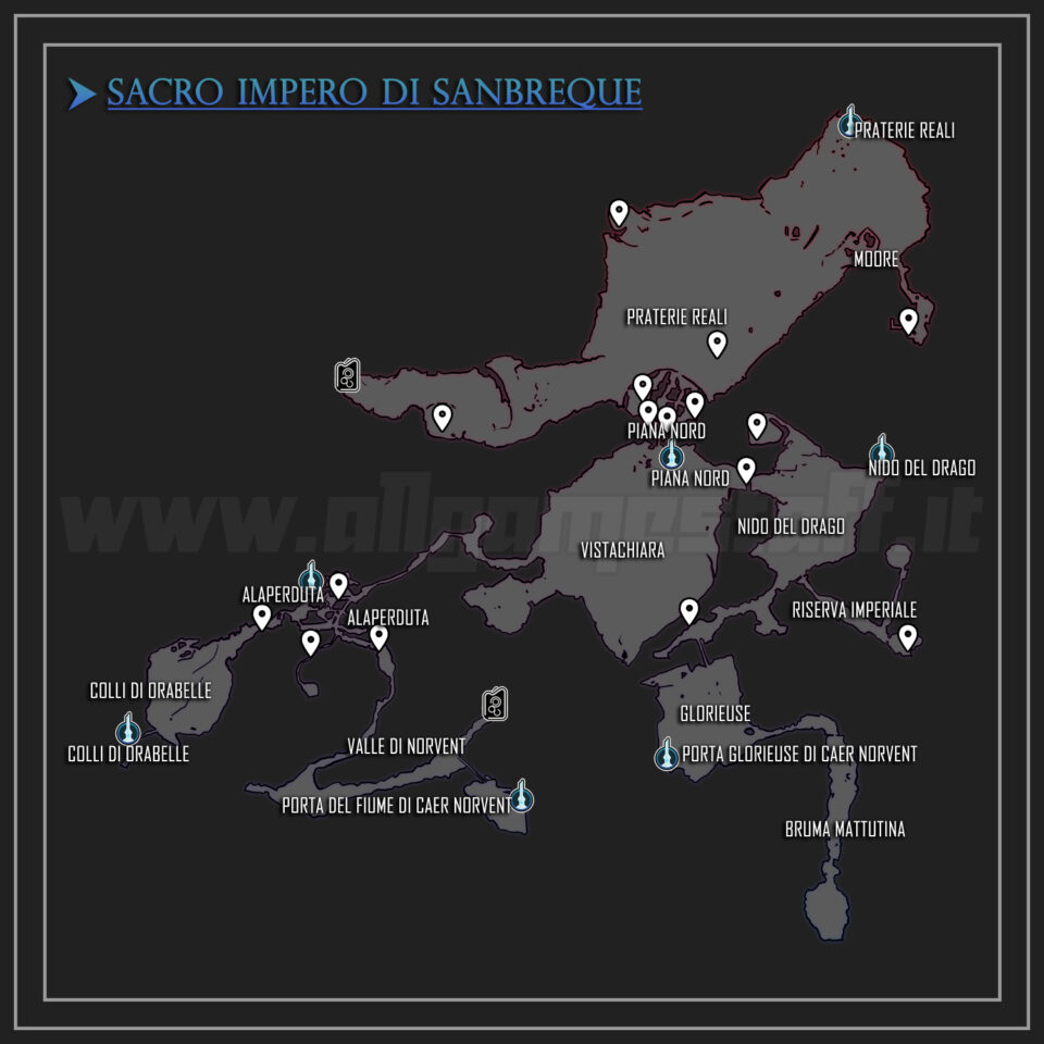 Final Fantasy XVI - Mappa del Sacro Impero di Sanbreque