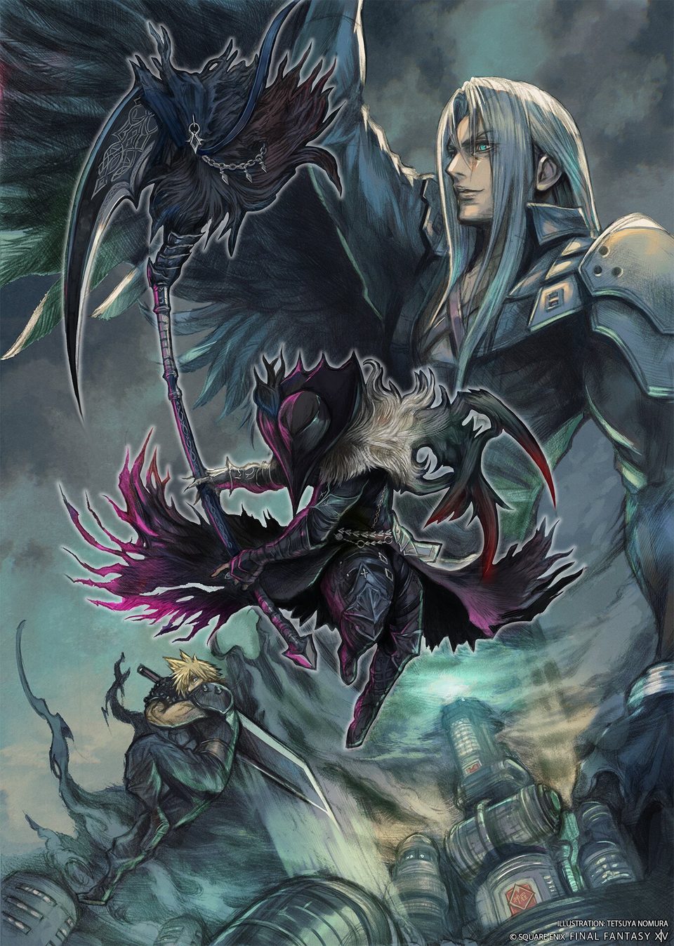 Final Fantasy VII Raid Final Fantasy XIV - Illustrazione di Nomura
